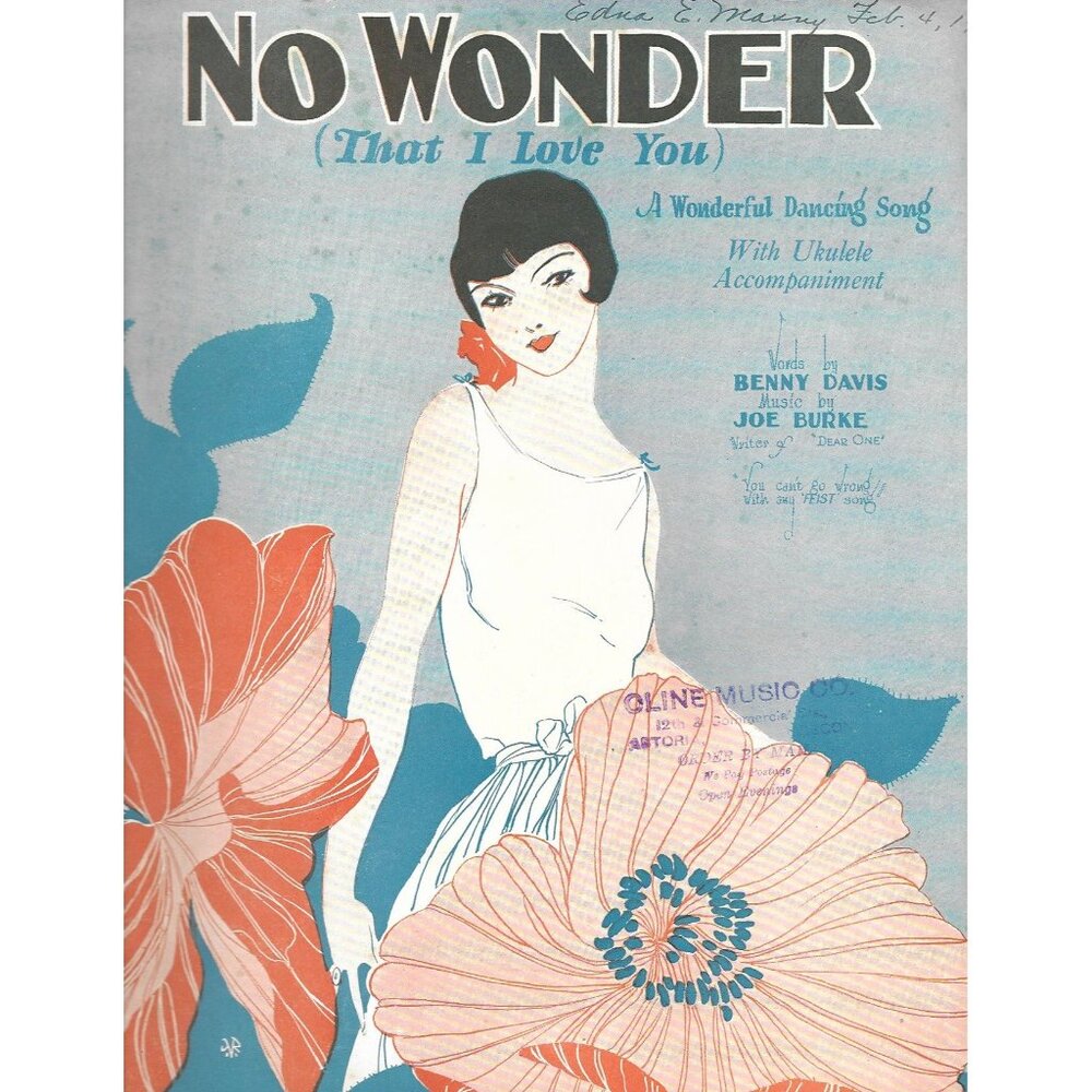 No Wonder (That I Love You) Sheet Music 1924 Benny Davis Joe Burke Ukulele